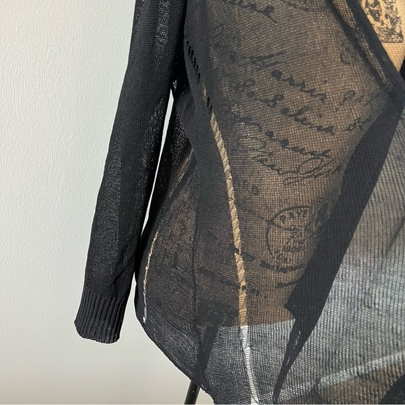 Eileen‎ Fisher Long-Sleeve Black Sheer Knit Cardigan - Picture 3 of 9